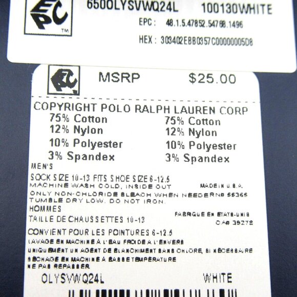 Polo Ralph Lauren USA Polo Quarter Low Socks Mens Size 6-12.5 (1 PAIR) NEW - Picture 8 of 9